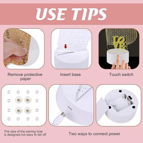 Wehhbtye LED Earring Organizer - 180 Holes Acrylic Earring Holder Stand - 7 Colors Light Earring Rack Clear Earring Storage Board with Base USB for Christmas Girls Women Gifts in Kuwait