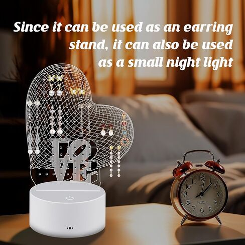 Wehhbtye LED Earring Organizer - 180 Holes Acrylic Earring Holder Stand - 7 Colors Light Earring Rack Clear Earring Storage Board with Base USB for Christmas Girls Women Gifts in Kuwait