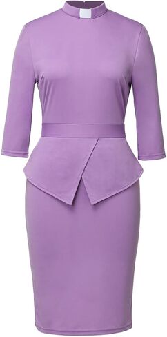 BLESSUME Catholic Church Women Clergy Tab Collar Dress Mass Sheath Dress in Saudi Arabia
