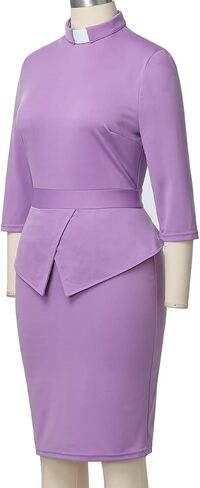 BLESSUME Catholic Church Women Clergy Tab Collar Dress Mass Sheath Dress in Saudi Arabia