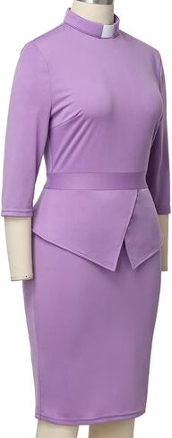 BLESSUME Catholic Church Women Clergy Tab Collar Dress Mass Sheath Dress in Saudi Arabia
