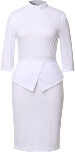BLESSUME Catholic Church Women Clergy Tab Collar Dress Mass Sheath Dress in Saudi Arabia