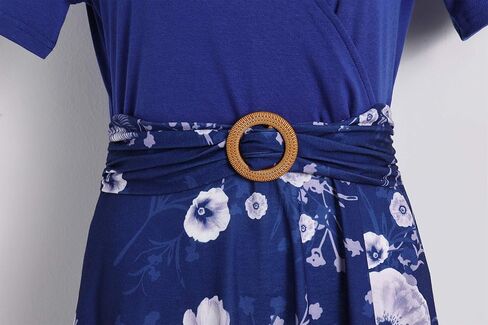 Women's Elegant Criss-Cross V Neck Vintage Short Sleeve Work Casual Fit and Flare Tea Dress with Pockets 980 in Saudi Arabia