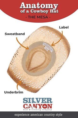 قبعة ميسا رافيا سترو الغربية كاوبوي الصيفية للشمس من سيلفر كانيون، طبيعية in Kuwait
