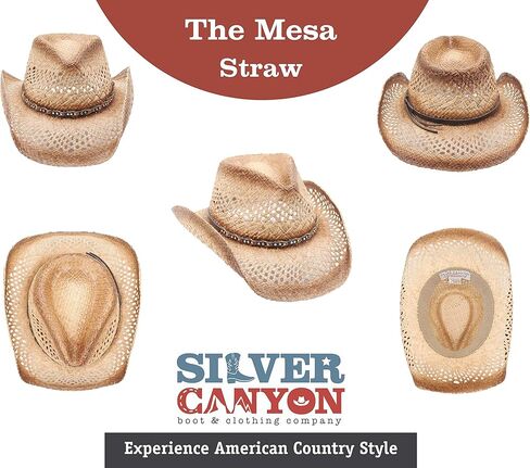 قبعة ميسا رافيا سترو الغربية كاوبوي الصيفية للشمس من سيلفر كانيون، طبيعية in Kuwait