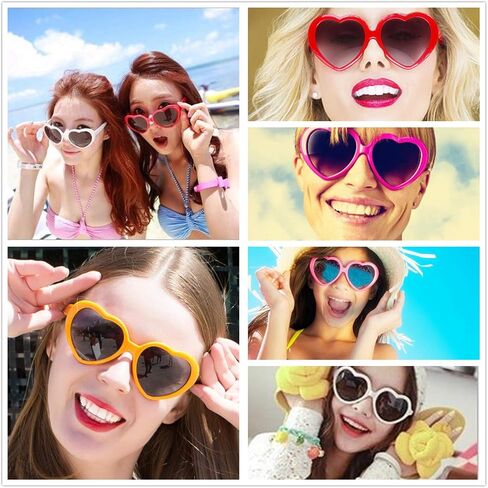 Mosheng 12 Pack Neon Colors Heart Sunglasses for Women Wholesale Unisex 80's Party Favors Eyewear Multiple Choice(heart 12 pack) in Saudi Arabia
