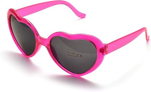 Mosheng 12 Pack Neon Colors Heart Sunglasses for Women Wholesale Unisex 80's Party Favors Eyewear Multiple Choice(heart 12 pack) in Saudi Arabia