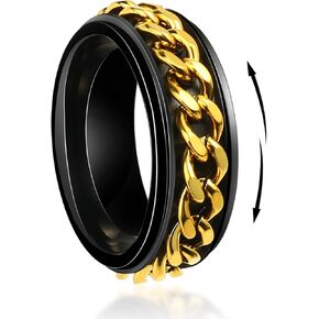 TGNEL 8mm Spinner Fidget Ring Men Tungsten Anxiety Wedding Rings, Intertwined Chain Spinning Promise Engagement Mens Rings for Stress Relief Finger Band Comfort fit Size 8-16