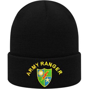 Dutern U.S. Army Ranger 75th Ranger Regiment Embroidery Classic Beanie Hat Cuffed Winter Hat Knit Toque Skull Cap Black in Kuwait