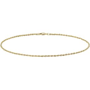 PORI JEWELERS 14K Gold 1.5MM Diamond Cut Rope Chain Anklet - 10" - Available in Yellow Gold and White Gold and Rose Gold