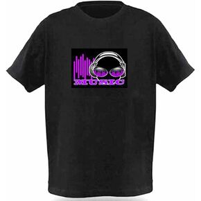 Kids LED Flashing Shirt Sound Activated Black T Shirt Boys for Birthday Halloween Christmas