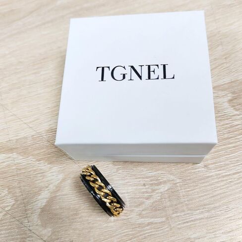 TGNEL 8mm سبينر فيدجيت الدائري الرجال التنغستن خواتم الزفاف القلق، سلسلة متشابكة الغزل وعد الخطوبة خواتم رجالي لتخفيف التوتر الفرقة الاصبع الراحة تناسب حجم 8-16 in Saudi Arabia