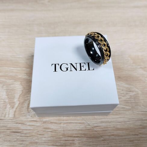 TGNEL 8mm سبينر فيدجيت الدائري الرجال التنغستن خواتم الزفاف القلق، سلسلة متشابكة الغزل وعد الخطوبة خواتم رجالي لتخفيف التوتر الفرقة الاصبع الراحة تناسب حجم 8-16 in Saudi Arabia