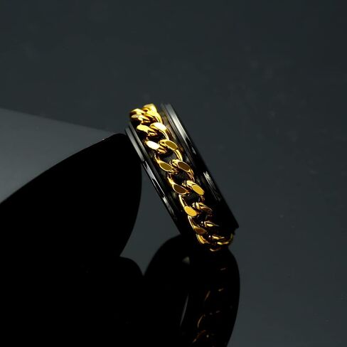 TGNEL 8mm سبينر فيدجيت الدائري الرجال التنغستن خواتم الزفاف القلق، سلسلة متشابكة الغزل وعد الخطوبة خواتم رجالي لتخفيف التوتر الفرقة الاصبع الراحة تناسب حجم 8-16 in Saudi Arabia