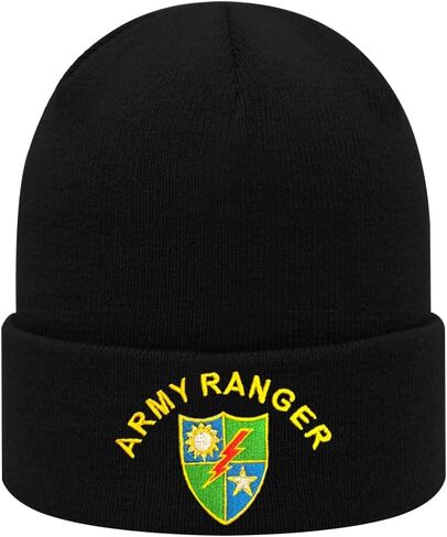 Dutern U.S. Army Ranger 75th Ranger Regiment Embroidery Classic Beanie Hat Cuffed Winter Hat Knit Toque Skull Cap Black in Kuwait