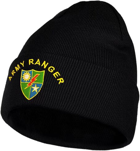 Dutern U.S. Army Ranger 75th Ranger Regiment Embroidery Classic Beanie Hat Cuffed Winter Hat Knit Toque Skull Cap Black in Kuwait