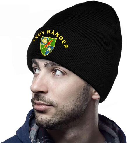 Dutern U.S. Army Ranger 75th Ranger Regiment Embroidery Classic Beanie Hat Cuffed Winter Hat Knit Toque Skull Cap Black in Kuwait