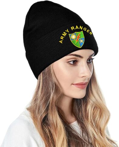 Dutern U.S. Army Ranger 75th Ranger Regiment Embroidery Classic Beanie Hat Cuffed Winter Hat Knit Toque Skull Cap Black in Kuwait