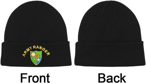 Dutern U.S. Army Ranger 75th Ranger Regiment Embroidery Classic Beanie Hat Cuffed Winter Hat Knit Toque Skull Cap Black in Kuwait