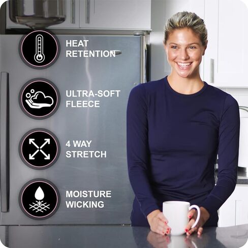 Thermajane 2 Pack قميص حراري للنساء مقاس M أزرق مخضر وأسود in Saudi Arabia