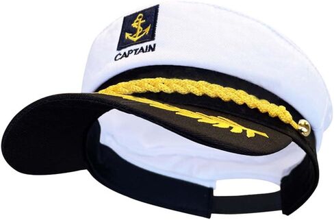 YEMYIQZ 2pcs Men Captain Hat Cap Sunglasses Boat Ship Navy Marine Admiral Yacht Sailors Hat Adjustable Halloween Costume in Kuwait