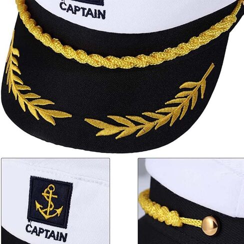 YEMYIQZ 2pcs Men Captain Hat Cap Sunglasses Boat Ship Navy Marine Admiral Yacht Sailors Hat Adjustable Halloween Costume in Kuwait