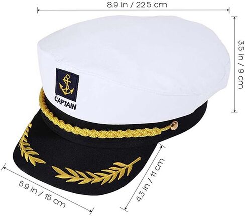 YEMYIQZ 2pcs Men Captain Hat Cap Sunglasses Boat Ship Navy Marine Admiral Yacht Sailors Hat Adjustable Halloween Costume in Kuwait
