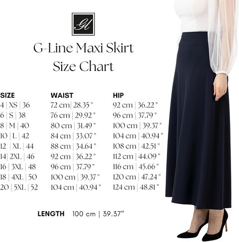 G-Line A-Line Maxi Skirts for Women, Business Casual Flared Long Skirt, High Waisted Skirts for Women, Plus Size Skirt, S-5XL in Kuwait