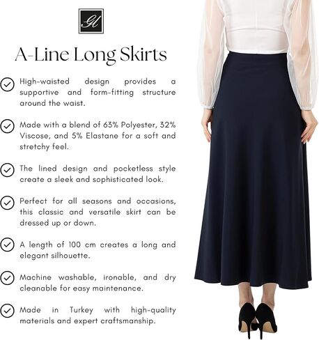 G-Line A-Line Maxi Skirts for Women, Business Casual Flared Long Skirt, High Waisted Skirts for Women, Plus Size Skirt, S-5XL in Kuwait