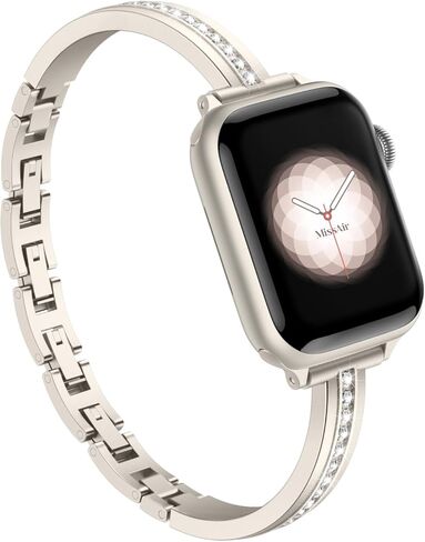 أساور Missair متوافقة مع سوار ساعة Apple 38 مم 40 مم 41 مم 42 مم 44 مم 45 مم 49 مم للنساء والفتيات، سوار مجوهرات معدني نحيف مع ألماس بلينغ لسلسلة iWatch 9 8 7 6 5 4 3 2 1 SE Ultra in Saudi Arabia