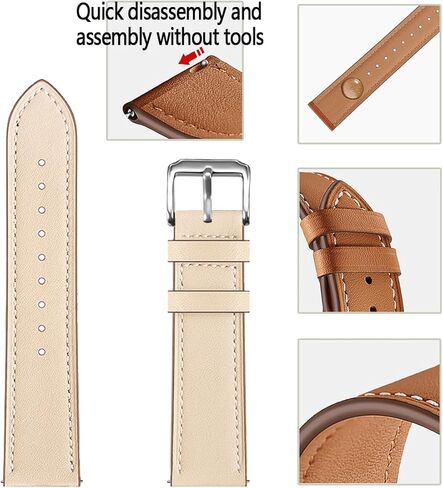 FAGWIG سوار ساعة من الجلد الطبيعي للنساء والرجال، أشرطة زنبركية سريعة الإصدار 20 مم 22 مم، سوار معصم بديل من جلد البقر والعجل، حزام ساعة اليد in Kuwait