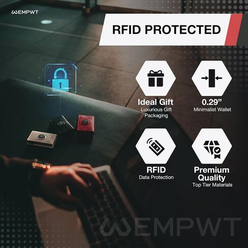 محفظة EMPWT الذكية للرجال مع حامل AirTag، ألياف الكربون، حجب RFID، رفيعة، سعة البطاقة 1-12، نافذة الهوية، فتحة للنقود (محفظة AirTag، أسود) in Kuwait