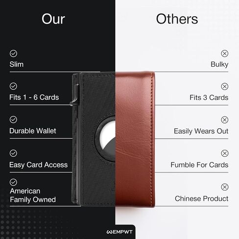 محفظة EMPWT الذكية للرجال مع حامل AirTag، ألياف الكربون، حجب RFID، رفيعة، سعة البطاقة 1-12، نافذة الهوية، فتحة للنقود (محفظة AirTag، أسود) in Kuwait