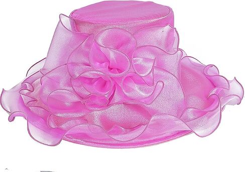 Women Kentucky Derby Hat Tea Party Dress Wide Brim Organza Church Hats in Saudi Arabia
