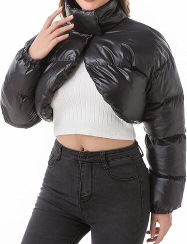 Hujoin Women's Ultra Crop Bolero Jacket Women Winter Cropped Puffer Fashion Coat Padded 2023 Sexy in Saudi Arabia