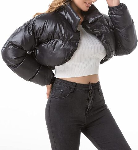 Hujoin Women's Ultra Crop Bolero Jacket Women Winter Cropped Puffer Fashion Coat Padded 2023 Sexy in Saudi Arabia