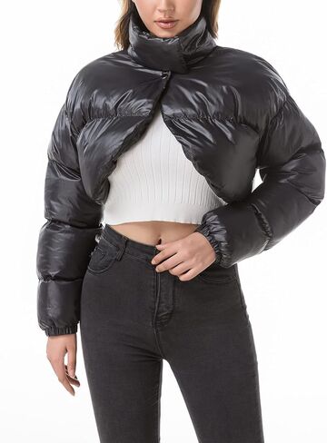 Hujoin Women's Ultra Crop Bolero Jacket Women Winter Cropped Puffer Fashion Coat Padded 2023 Sexy in Saudi Arabia