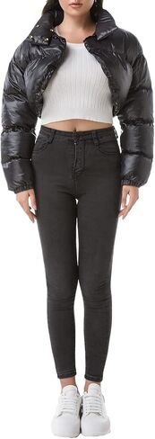 Hujoin Women's Ultra Crop Bolero Jacket Women Winter Cropped Puffer Fashion Coat Padded 2023 Sexy in Saudi Arabia