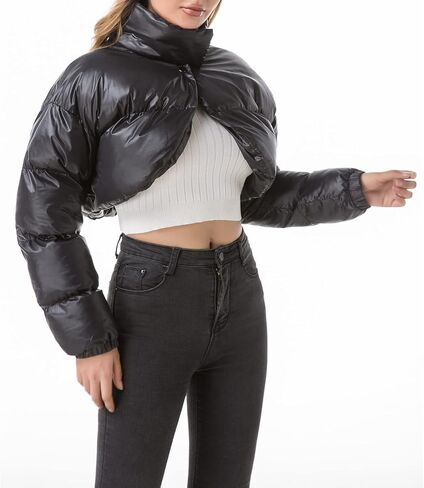 Hujoin Women's Ultra Crop Bolero Jacket Women Winter Cropped Puffer Fashion Coat Padded 2023 Sexy in Saudi Arabia