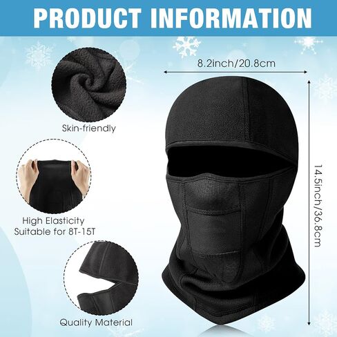JaGely 4 Pcs Kids Balaclava Ski Mask Face Mask for Girls Boys Winter Hat Kids Helmet Girls Fleece Neck Warmer Gaiter Windproof Face Warmer for Cold Weather, Black, Blue, Rose Pink and Grey in Saudi Arabia