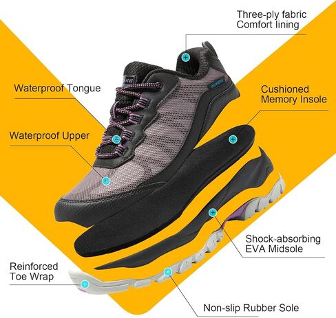 TREKKIN PLUS أحذية نسائية مقاومة للماء للمشي لمسافات طويلة قابلة للتنفس أحذية مبطنة ناعمة أحذية غير قابلة للانزلاق للمشي في الهواء الطلق والرحلات والتخييم in Kuwait