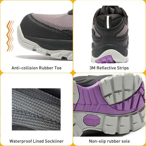 TREKKIN PLUS أحذية نسائية مقاومة للماء للمشي لمسافات طويلة قابلة للتنفس أحذية مبطنة ناعمة أحذية غير قابلة للانزلاق للمشي في الهواء الطلق والرحلات والتخييم in Kuwait