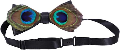 Men's Pre-Tied Bow Tie Handmade Natural Feathers Bowtie Adjustable Length Necktie in Saudi Arabia