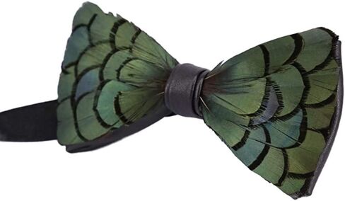 Men's Pre-Tied Bow Tie Handmade Natural Feathers Bowtie Adjustable Length Necktie in Saudi Arabia