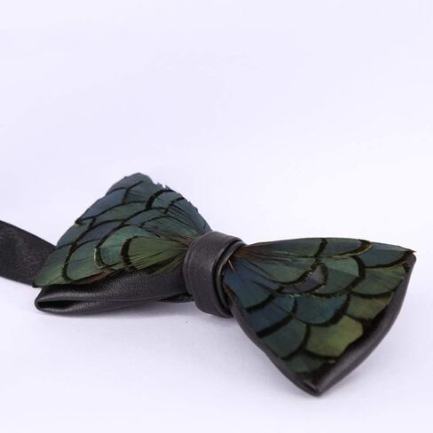 Men's Pre-Tied Bow Tie Handmade Natural Feathers Bowtie Adjustable Length Necktie in Saudi Arabia