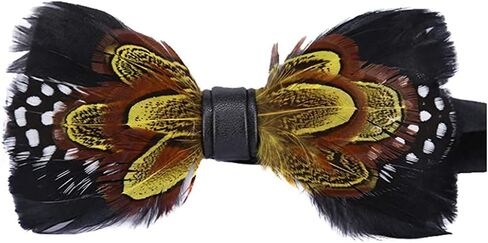 Men's Pre-Tied Bow Tie Handmade Natural Feathers Bowtie Adjustable Length Necktie in Saudi Arabia