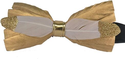 Men's Pre-Tied Bow Tie Handmade Natural Feathers Bowtie Adjustable Length Necktie in Saudi Arabia