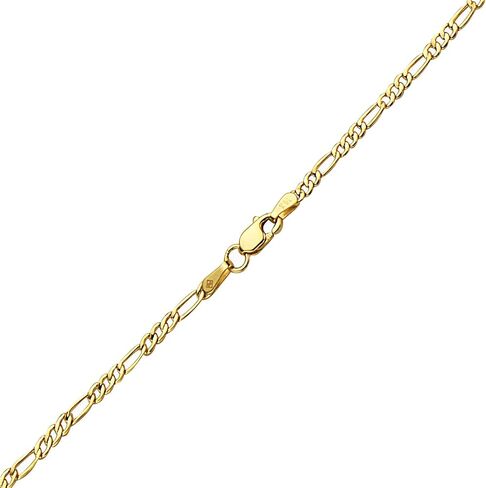 PORI JEWELERS 18 Karat Solid Yellow Gold 2.0mm Figaro Link Chain Necklace - 3+1 Link - Made In Italy- Available in 16"-30" in Saudi Arabia