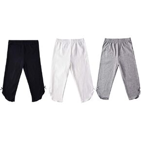 THEE BRON Girls Capri Leggings Toddler Leggings Ruffle Cotton Solid Pants
