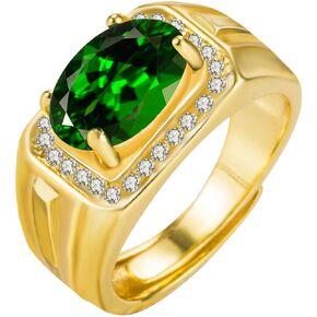 HSQYJ Adjustable White Gold Plated Rectangle Cubic Zirconia Gemstone Cocktail Rings Luxury Crystal Zircon Personalized Statement Party Ring for Men Boy Fashion Jewelry Gifts